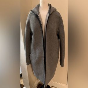 JCrew, stadium Cloth, color blocked coat, with leather detail size 4